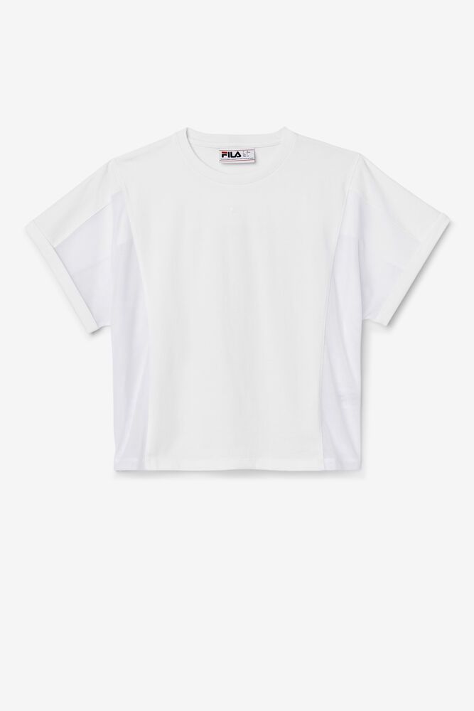 Fila Amytis Mesh Panel T-Shirt White - Womens - 34981KAIZ